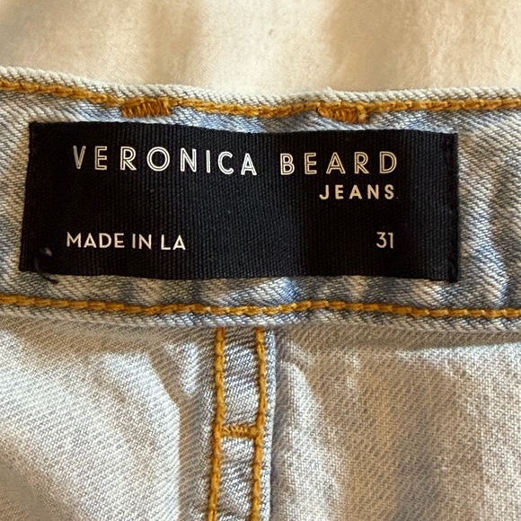 Veronica Beard Taylor Relaxed Wide Leg Jeans High Rise Light Wash Frayed Hem 31 - Picture 8 of 14